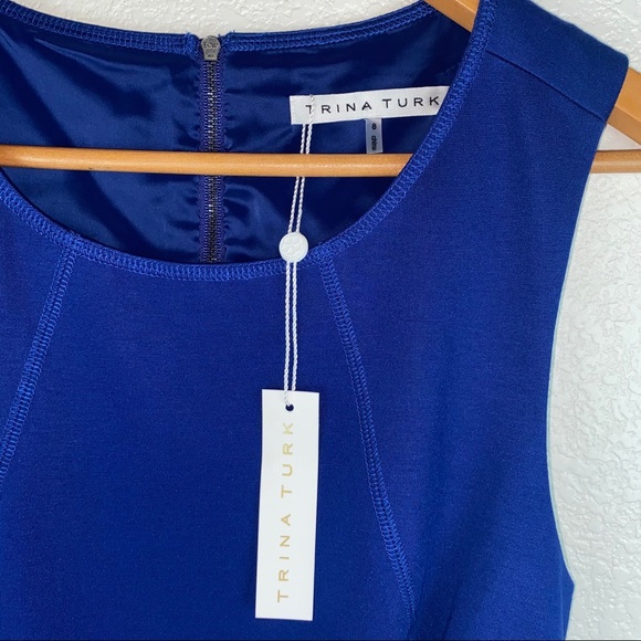 NEW Trina Turk Cobalt Blue Cutout Back Ponte Dress - Picture 3 of 9